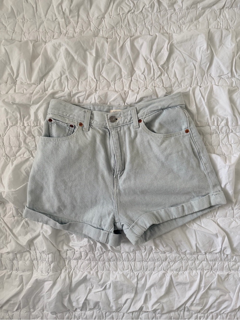 Levi's Pale Blue Cuffed Denim Shorts
